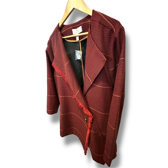 Zara Red Blazer Wrap-Front Wool-Blend - Picture 5 of 16
